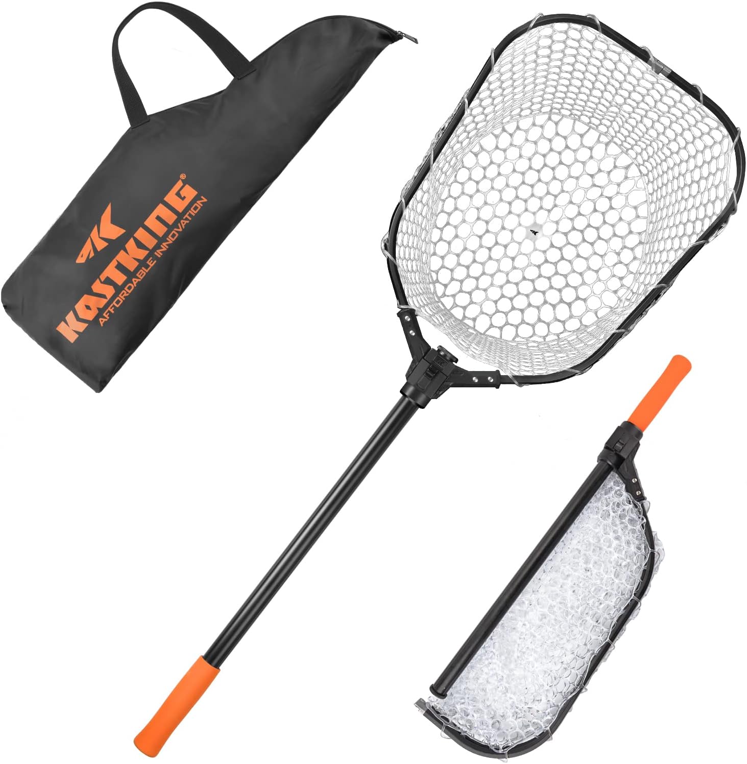 KastKing Brutus Fishing Net, Foldable Extendable Fish Landing Net, Lightweight & Portable Fishing Net with Soft EVA Foam Handle, Holds up to 44lbs/20KG, Fish-Friendly Mesh for a Safe Release