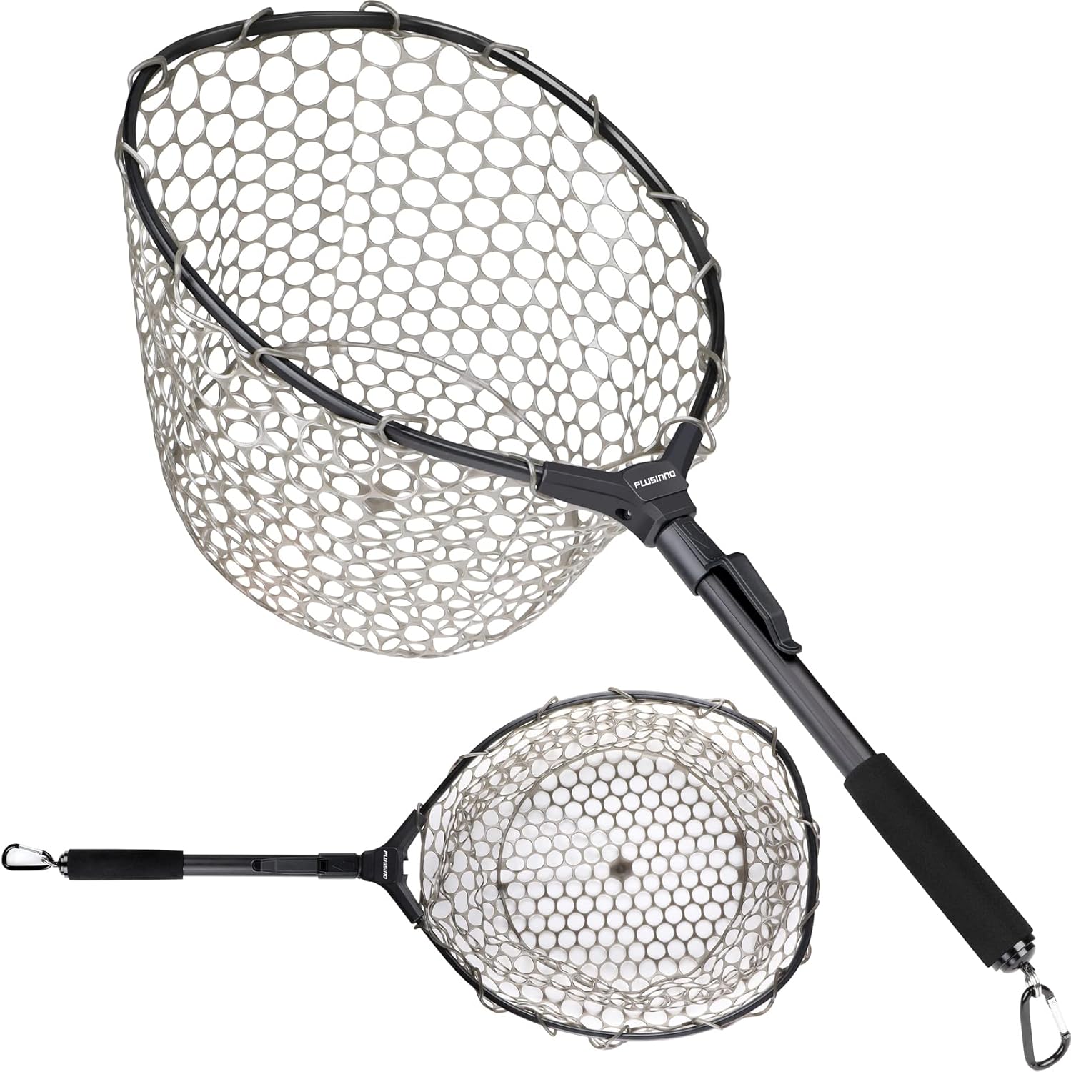 PLUSINNO Fly Fishing Net, Bass Trout Landing Net, Folding Fishing Nets Fresh Water, Safe Fish Catching or Releasing