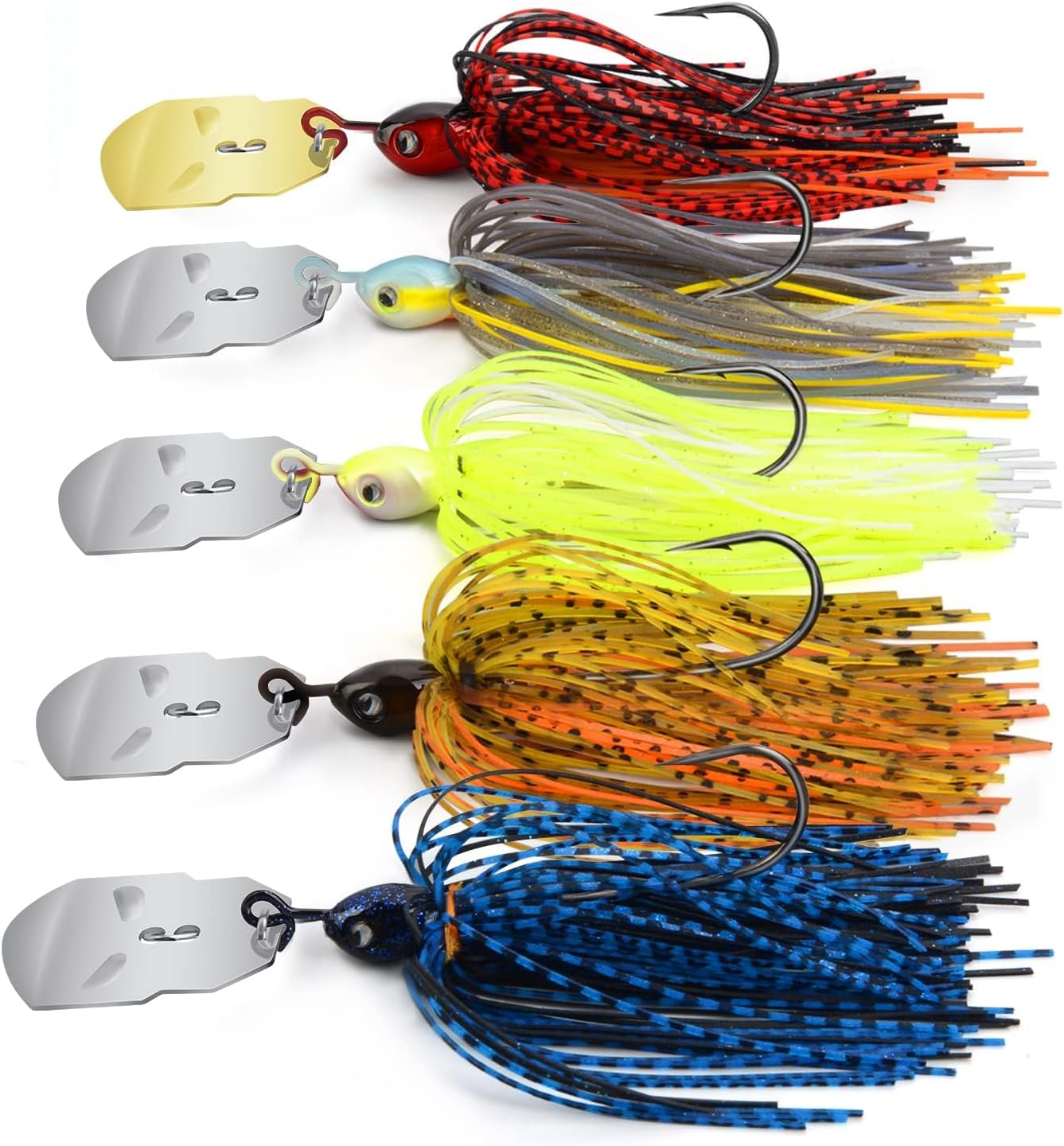 MadBite by KastKing Bladed Jig Fishing Lures, Multi-Color Kits, Irresistible Vibrating Action, Sticky-Sharp Heavy-Wire Needle Point Hooks, Popular 3/8 oz and 1/2 oz Sizes, Includes Storage Box