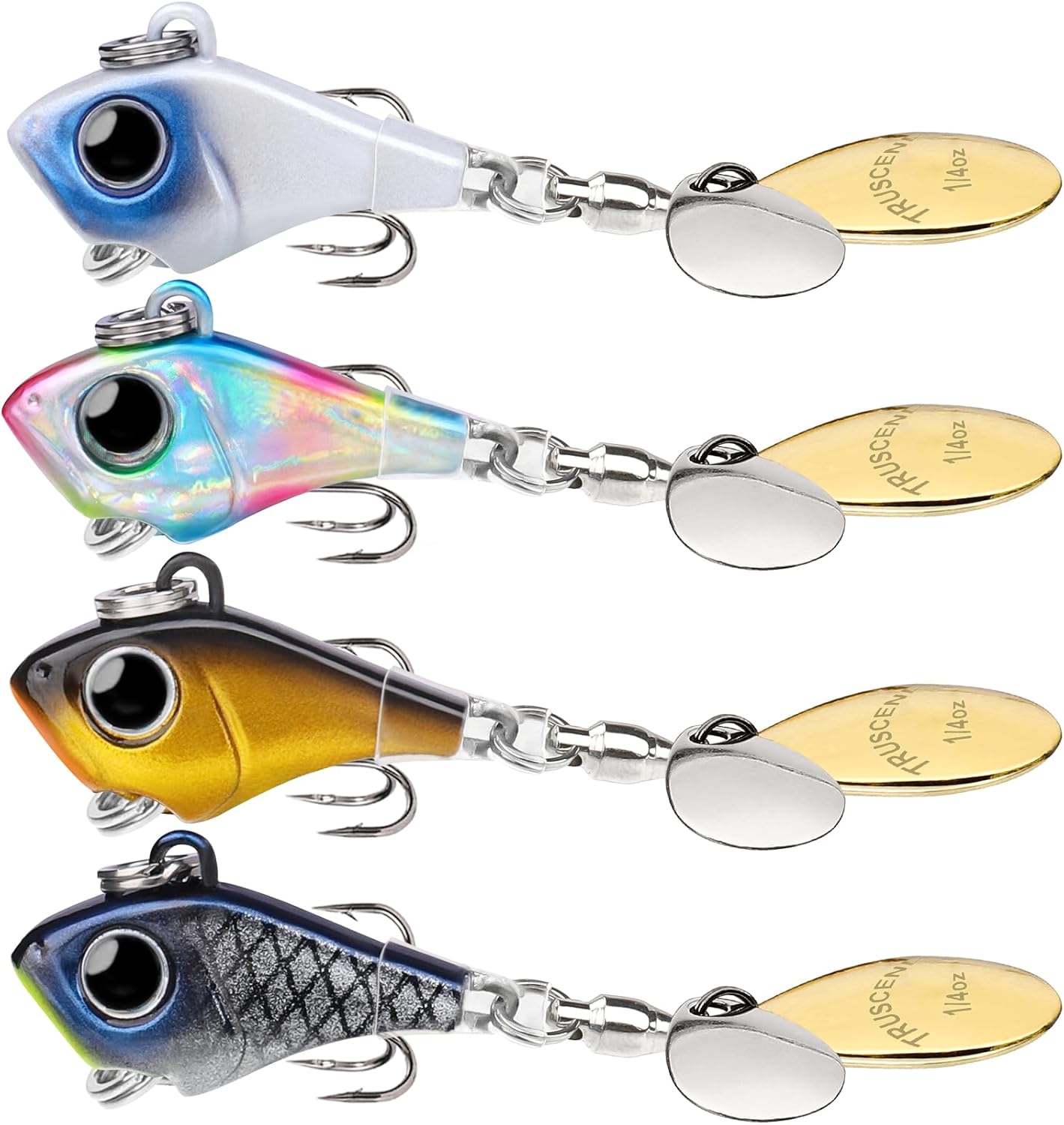 TRUSCEND Vibespinner Lures with BKK Hooks – Easy Catch: 4 Actions (Vibrate/Swim/Flash/Jig) for More Bites, Longer Cast Search Bait – Jigs for Bass, Crappie, Trout, Walleye – Ideal for Family Fishing