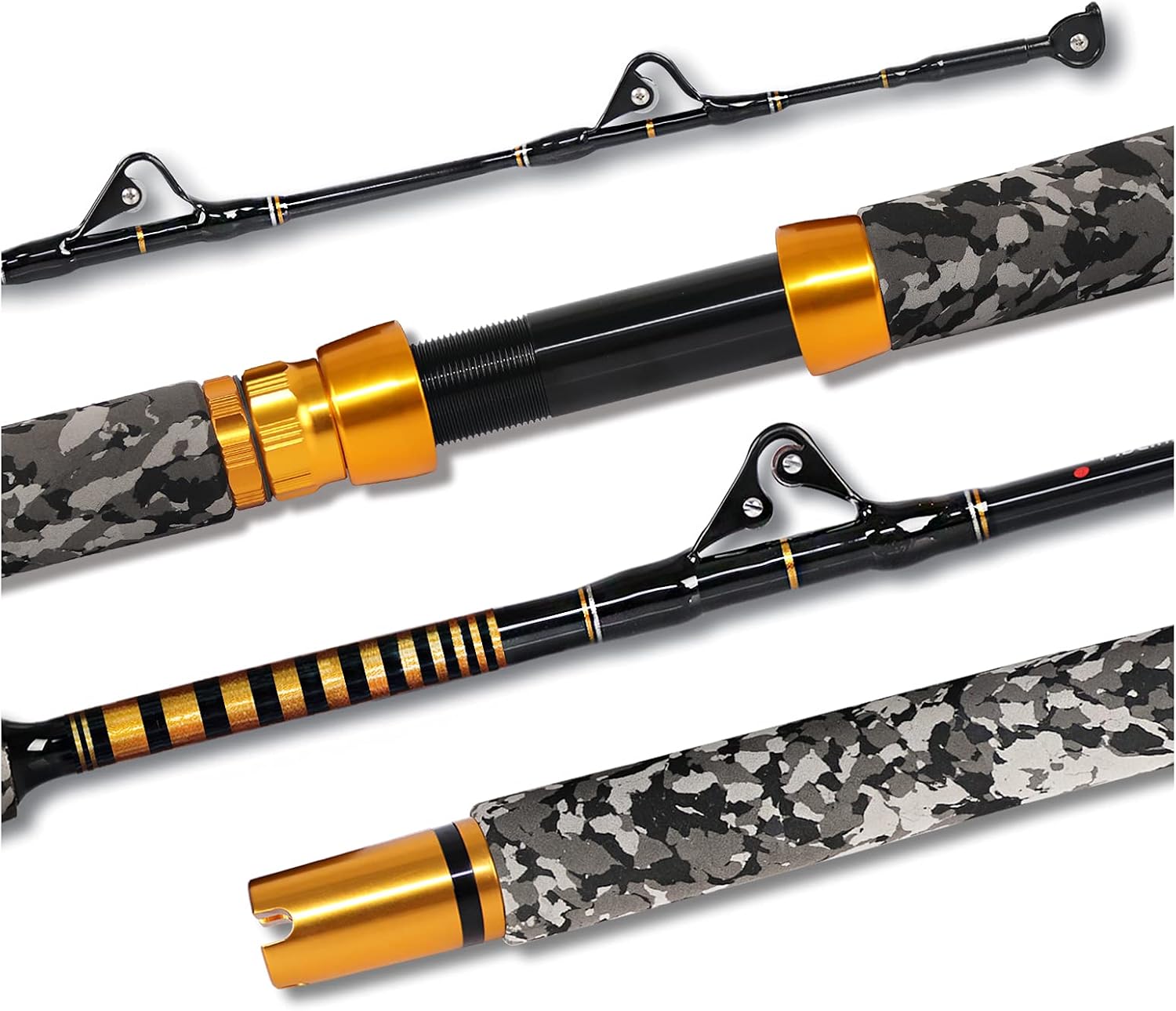 Fiblink 1-Piece Saltwater Offshore Trolling Rod 6-Feet Big Game Rod Conventional Boat Fishing Pole