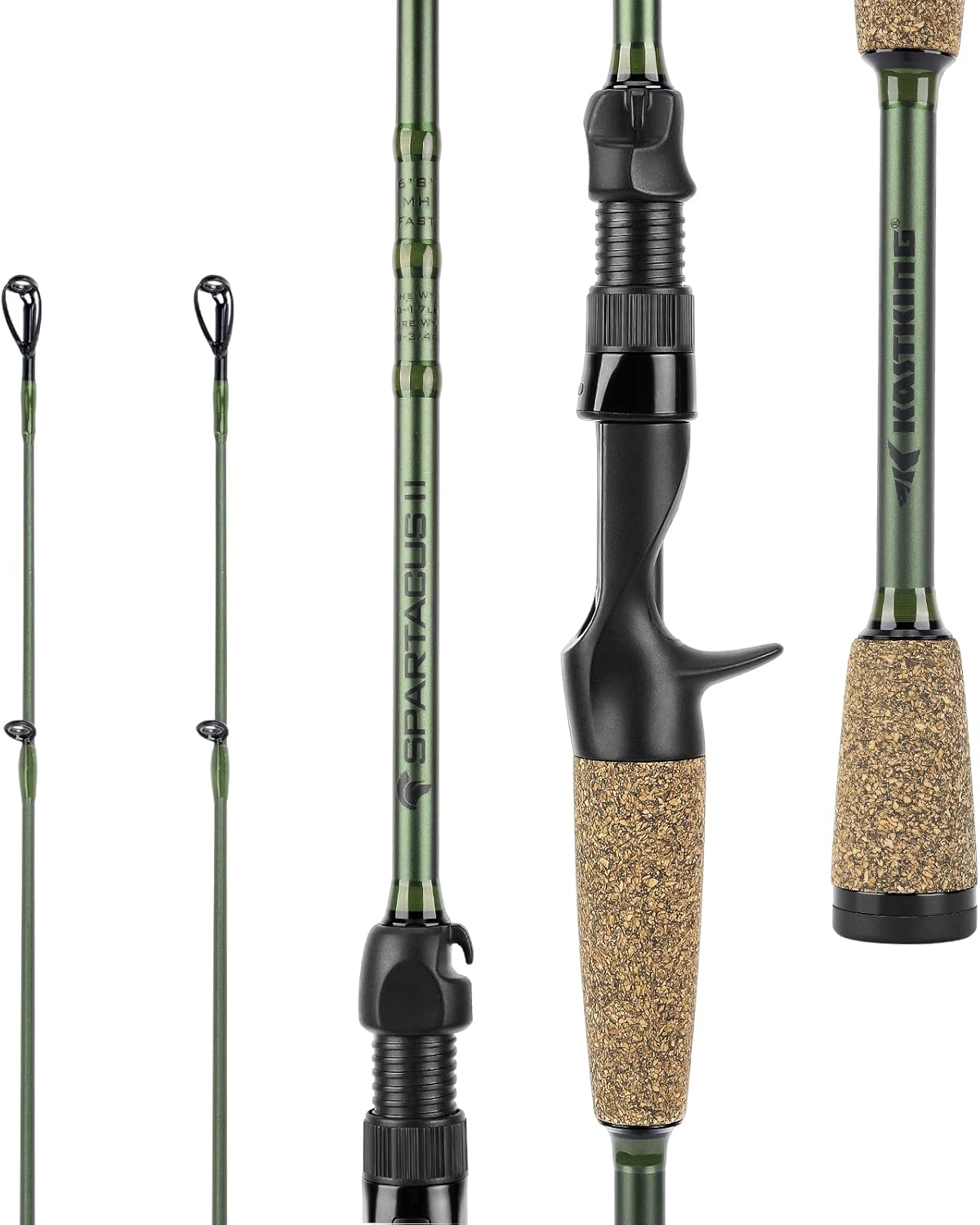 KastKing Spartacus II Fishing Rods – IM6 Graphite Blanks Casting & Spinning Rods, 2-Piece Rods with Extra Tip Section, PTS Power Transition System, KastFlex Technology, Rubber Cork Handle